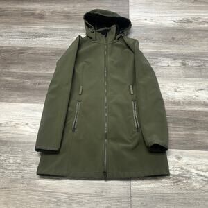 The North Face Olive Green Womens XS Full Zip Quilted Fleece Hooded Parka Jacket